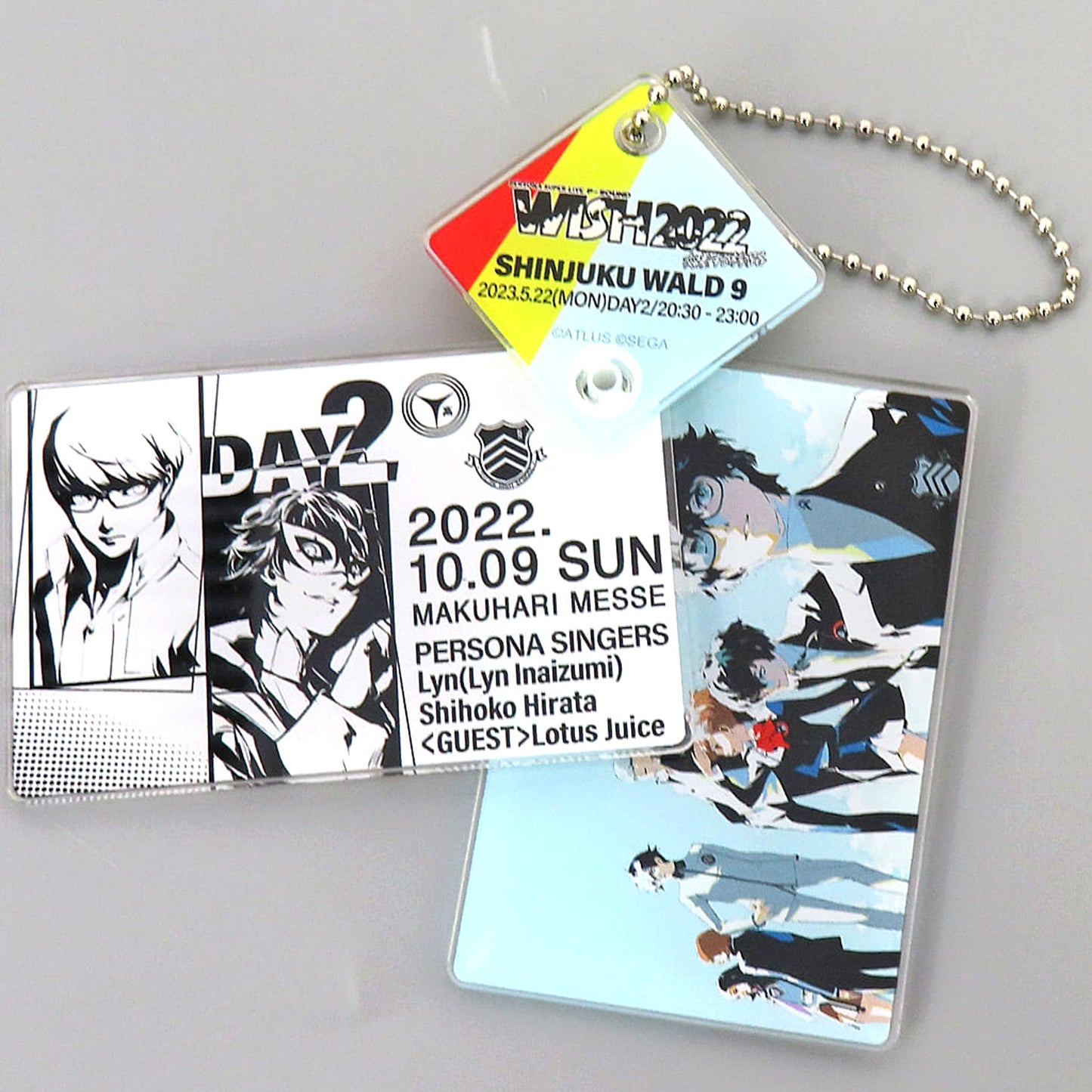 Persona 4 & 5 Protagonist Three-Piece Acrylic Keychain Persona Super Live P-Sound Wish 2022 Crossing Journeys Shinjuku Wald 9 Exclusive Bonus Goods for Purchasing Ticket with Merchandise Day 2 Keychains [USED]