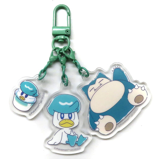 Pokemon Snorlax Quaxly Triple Keychain Tokimeki Retro Campaign in Namco Exclusive Bonus for Playing Eligible Crane Game Machine Triple Keychain Prize Keychains [USED]