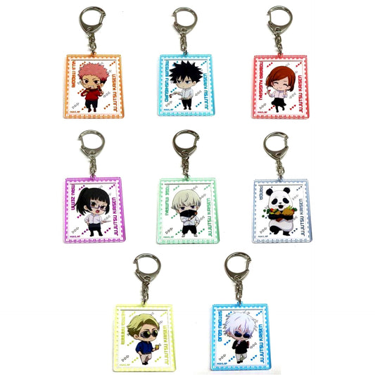 Set of 8 Jujutsu Kaisen Yomiuri Land 2024 Acrylic Keychain BBQ Mini Character Ver. [USED]