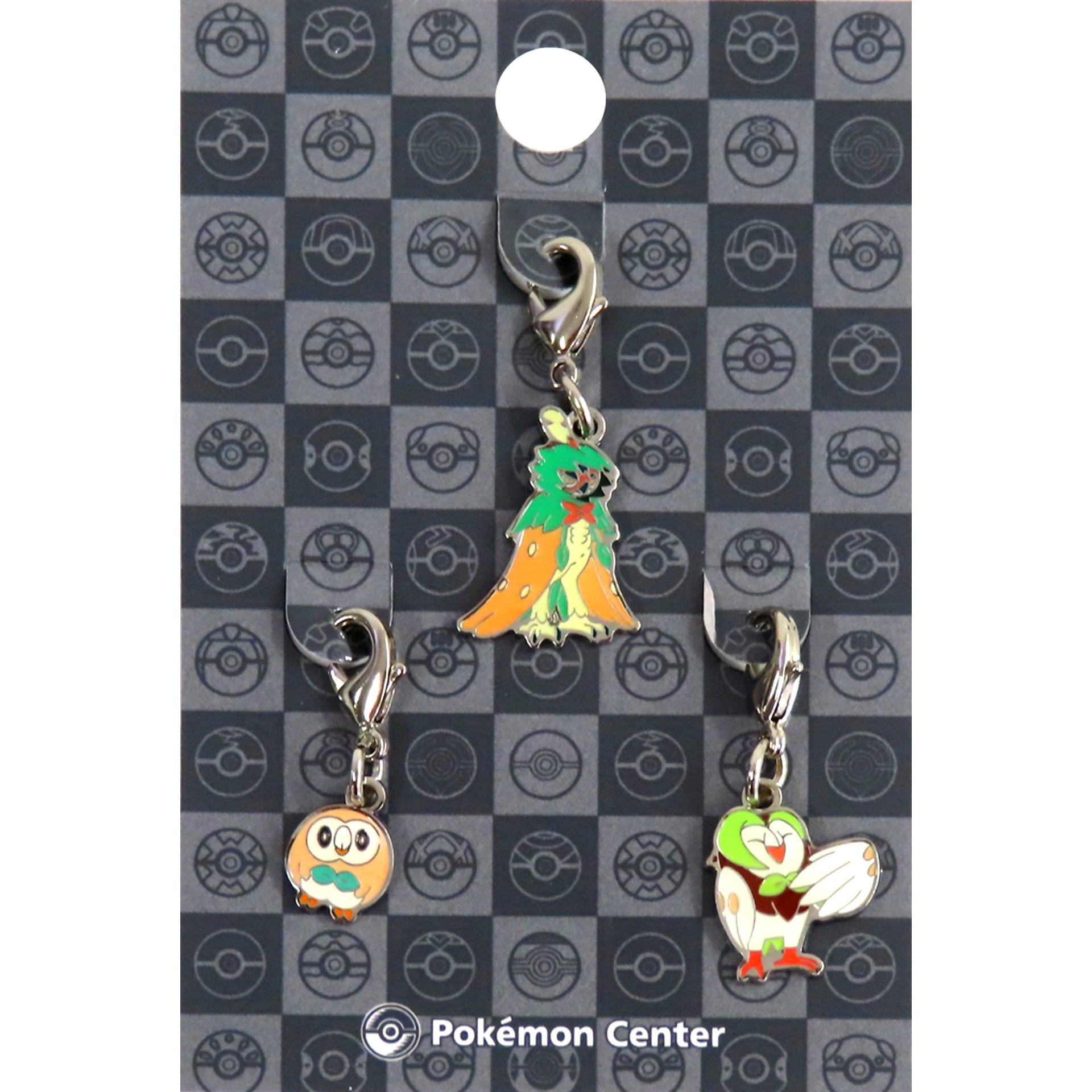 Rowlet & Dartrix & Decidueye Wings Closed Pokemon 722. 723. 724. National Pokedex Metal Charm Set of 3 Pokemon Center Limited [USED]