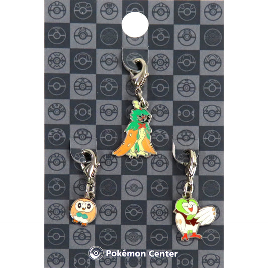 Rowlet & Dartrix & Decidueye Wings Closed Pokemon 722. 723. 724. National Pokedex Metal Charm Set of 3 Pokemon Center Limited [USED]