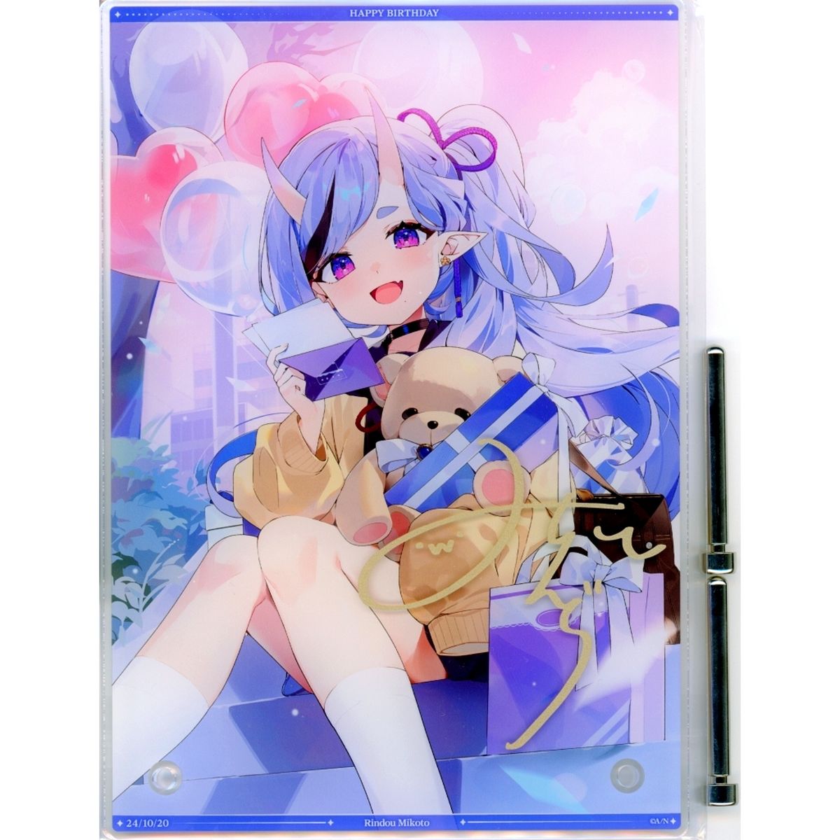 Rindou Mikoto Virtual YouTuber Nijisanji A5 Acrylic Panel Replica Signature Birthday 2024 Bundle Bonus [USED]