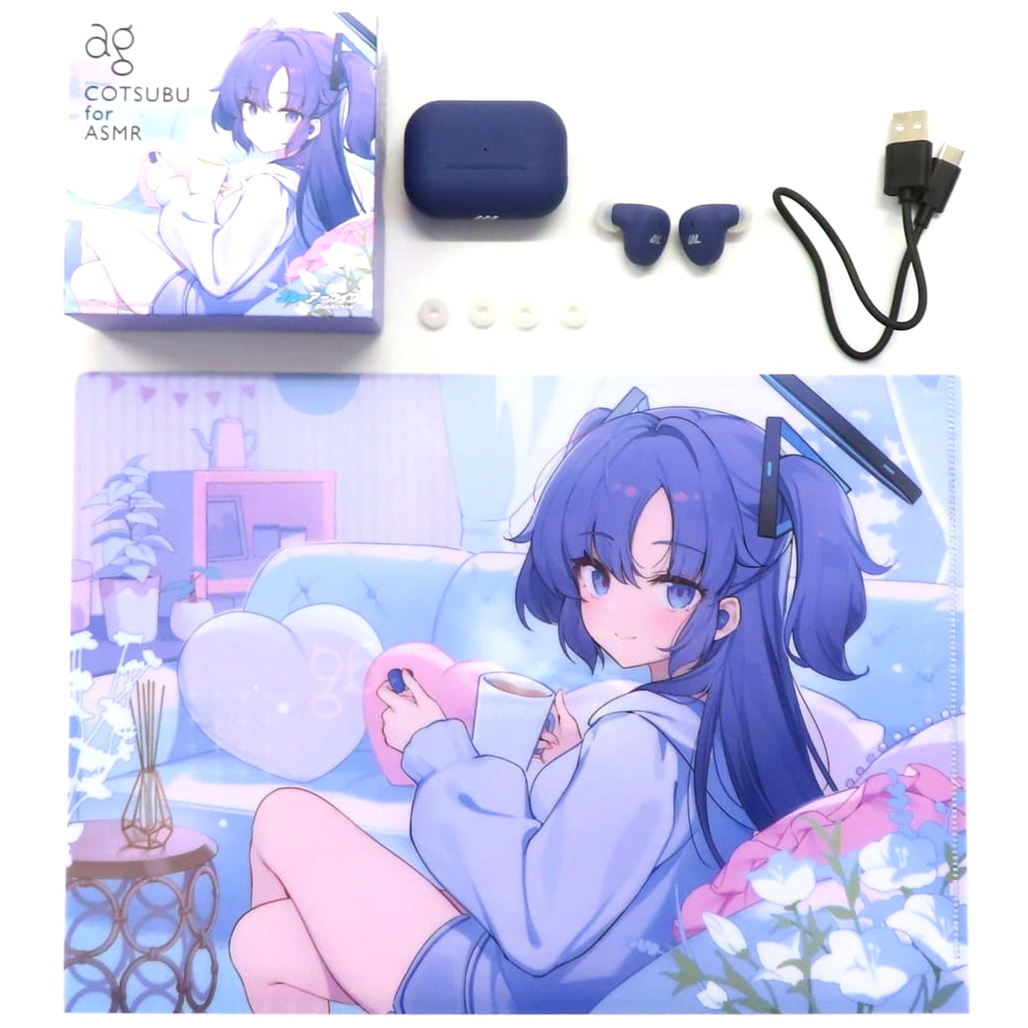 Yuuka Hayase Blue Archive True Wireless Earbuds COTSUBU for ASMR Blue Archive Edition YUUKA Ver. Wireless Earbuds Clear File Included [USED]