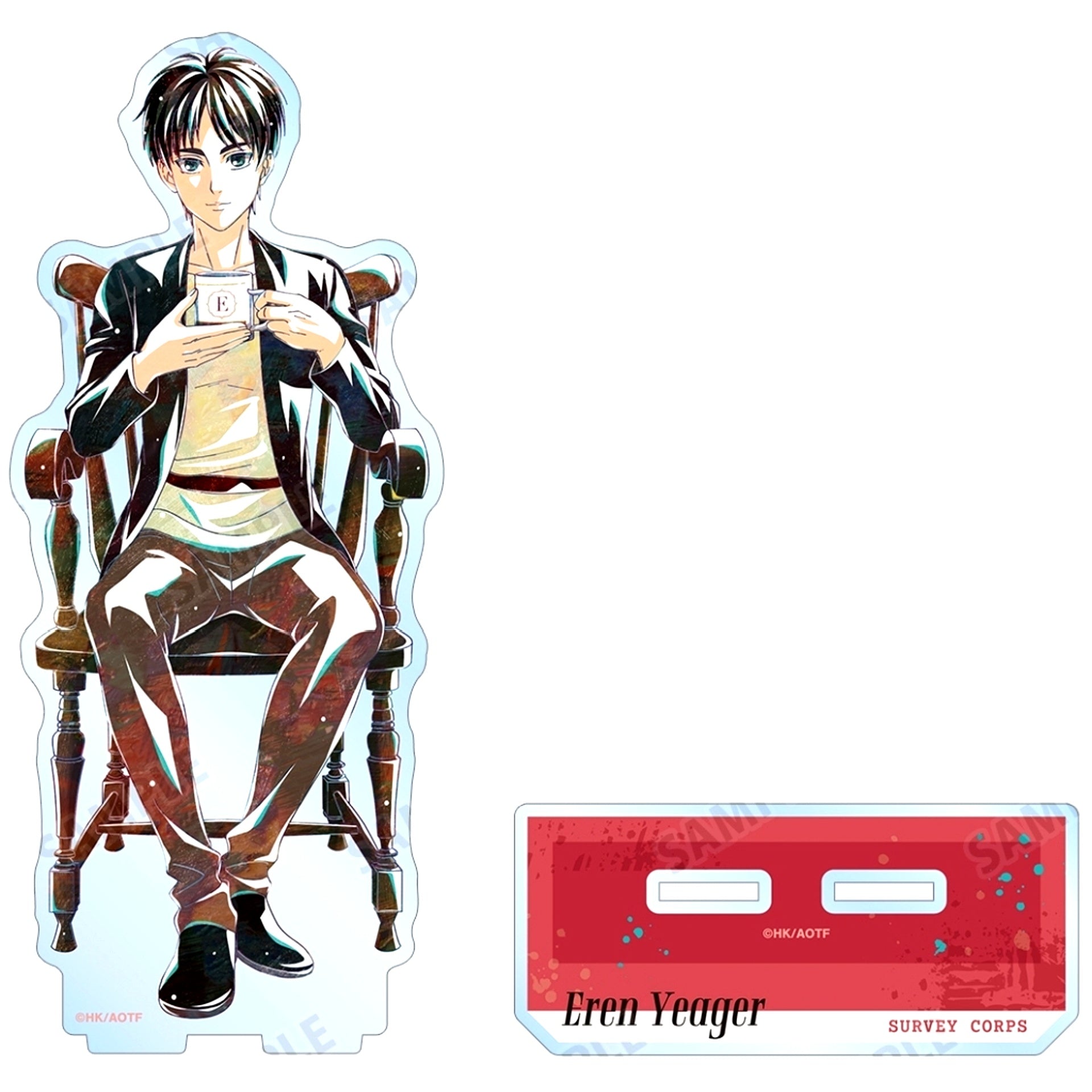 Eren Yeager Attack on Titan Illustration Tea Time Ver. Ani-Art BIG Acrylic Stand [USED]