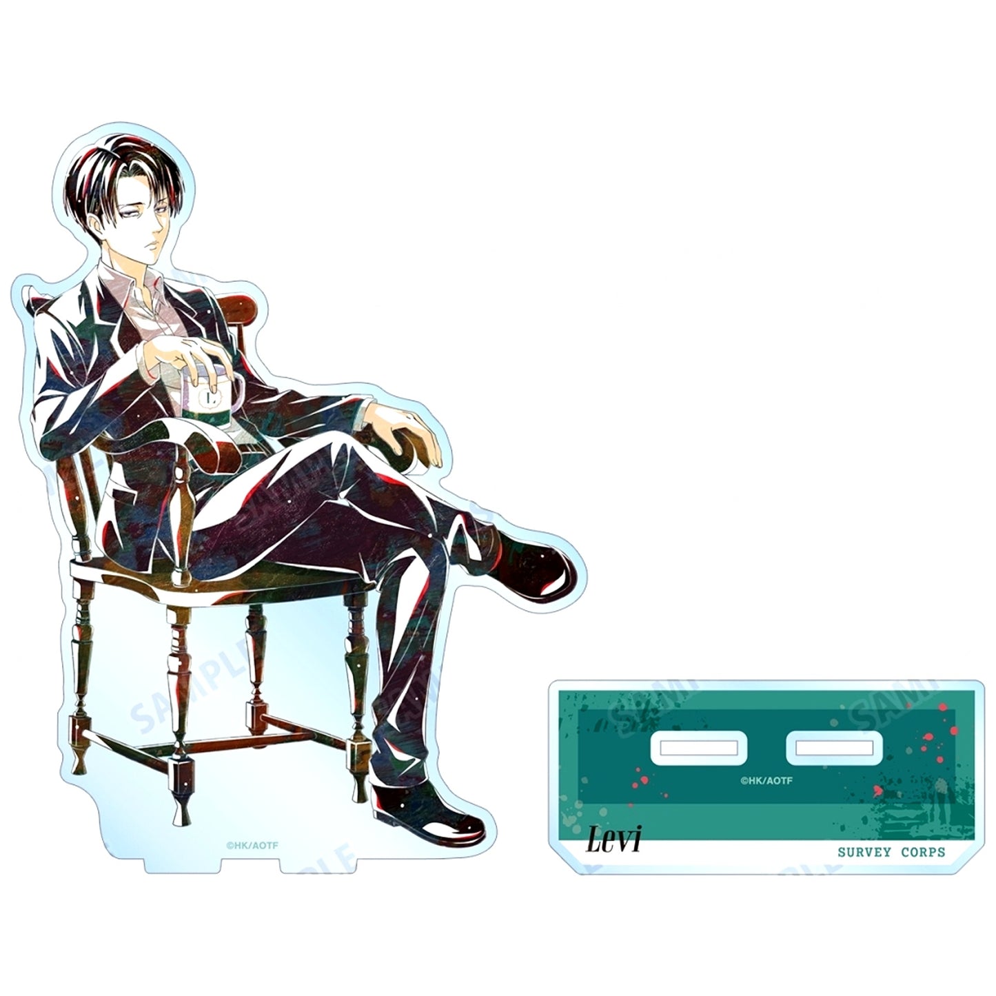 Levi Ackerman Attack on Titan Drawn Illustration Tea Time ver. Ani-Art BIG Acrylic Stand [USED]