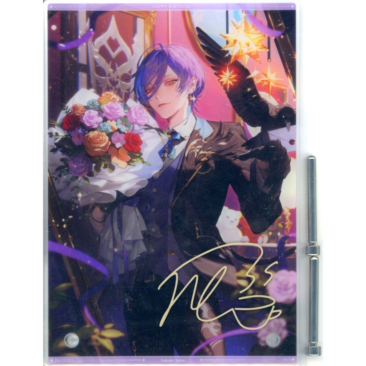 Sakaki Ness A5 Acrylic Panel Signed Replica Virtual YouTuber Nijisanji Birthday 2024 [USED]