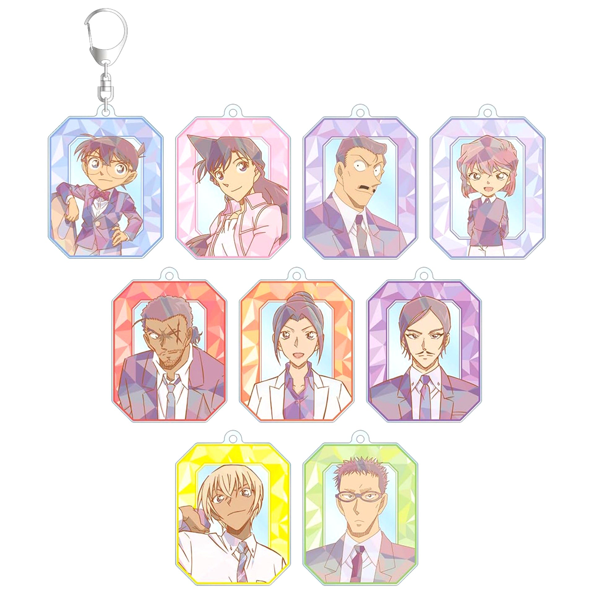 Set of 9 Detective Conan Trading Prism Pattern Vol.3 Acrylic Keychain [USED]