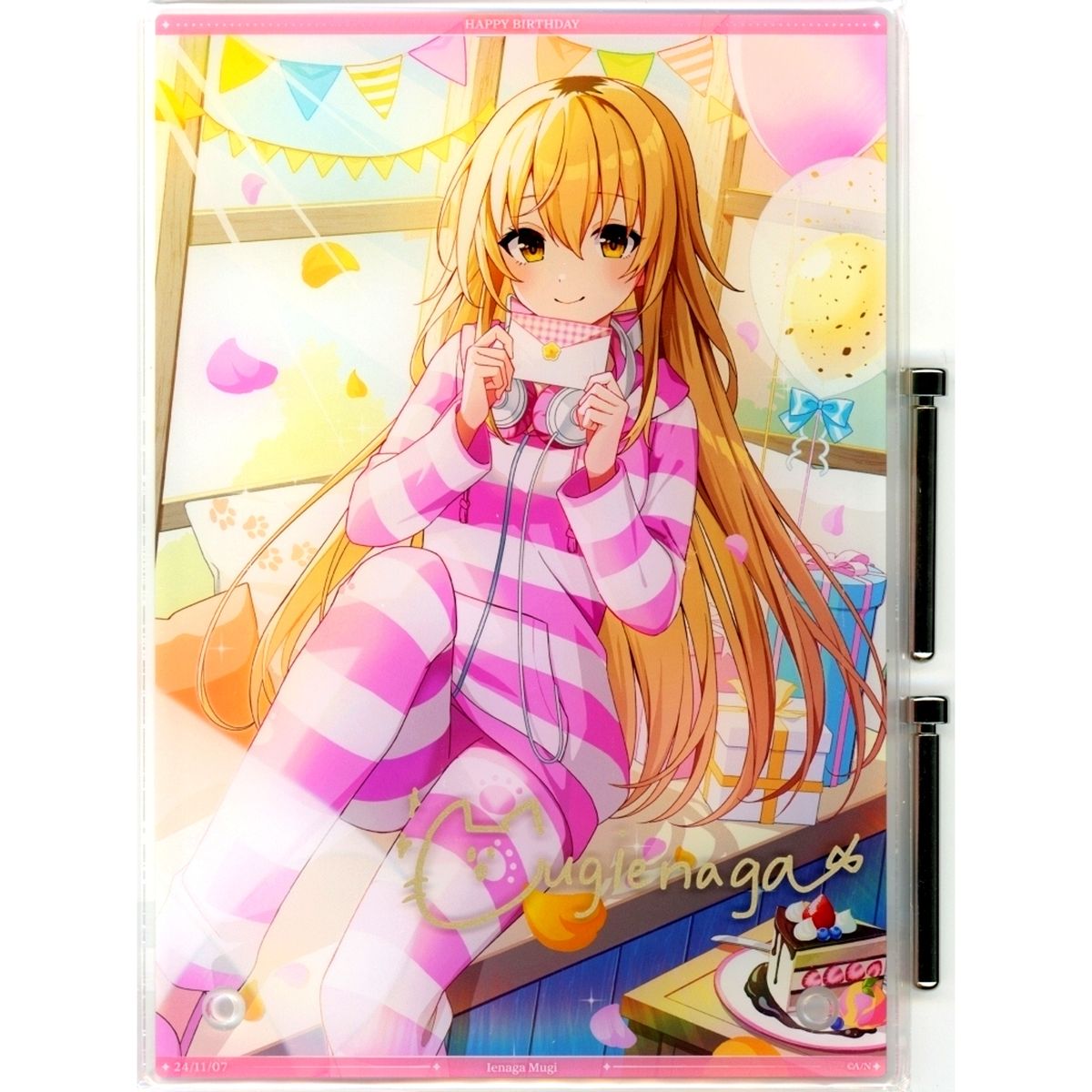 Ienaga Mugi A5 Acrylic Panel Signed Replica Virtual YouTuber Nijisanji Birthday 2024 [USED]