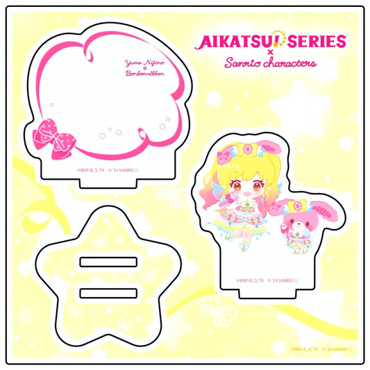 Yume Nijino x Bonbonribbon 03. Mini Character Illustration Aikatsu! Series x Sanrio Characters Acrylic Stand Plate [USED]