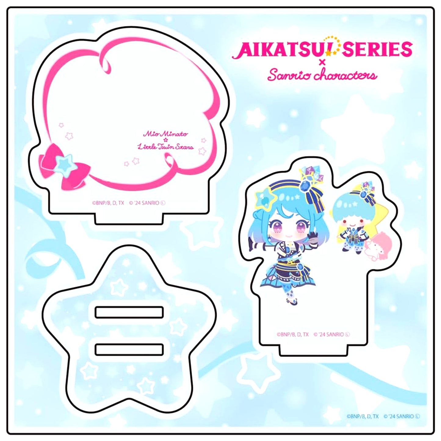Mio Minato x Little Twin Stars 05. Mini Character Illustration Aikatsu! Series x Sanrio Characters Acrylic Stand Plate [USED]