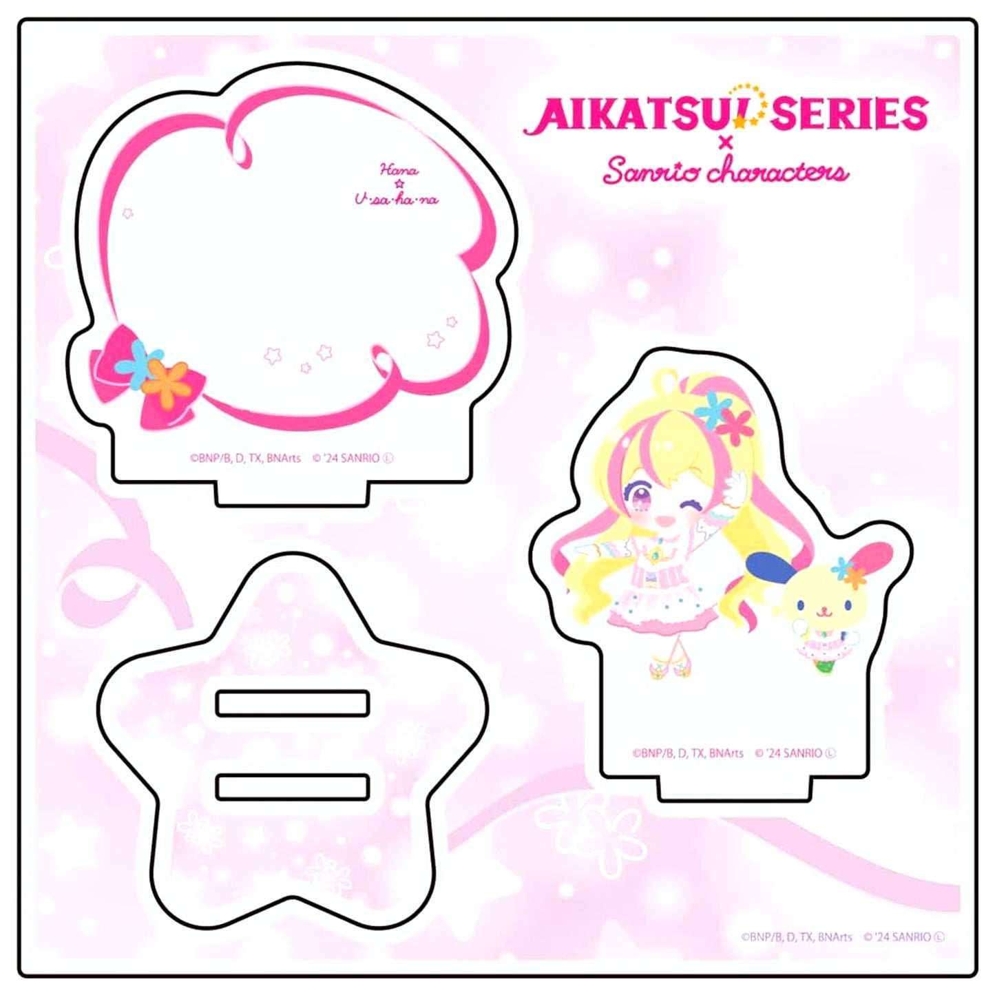 Hana x Usahana 07. Mini Character Illustration Aikatsu! Series x Sanrio Characters Acrylic Stand Plate [USED]