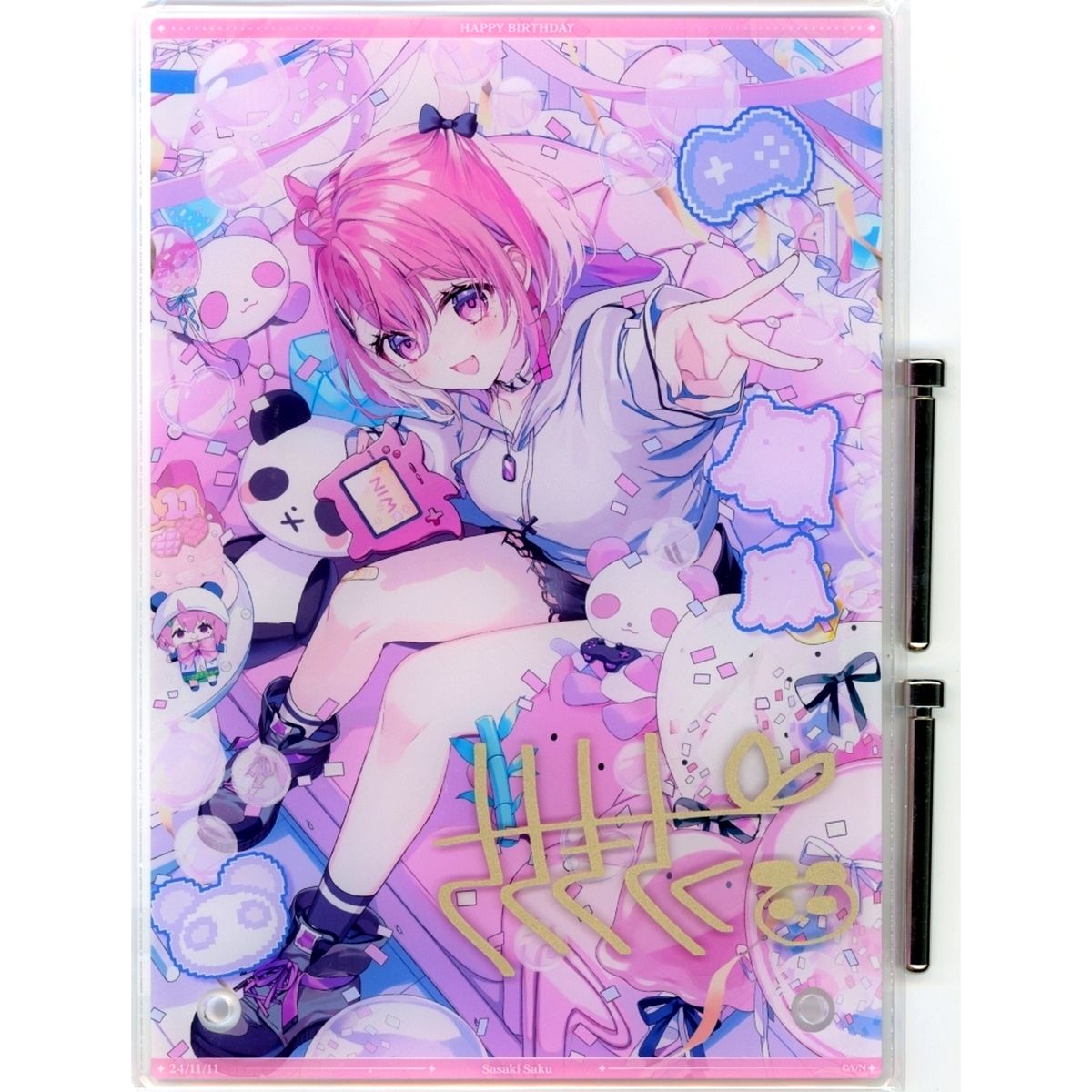Sasaki Saku A5 Acrylic Panel Replica Autograph Virtual YouTuber Nijisanji Birthday 2024 [USED]
