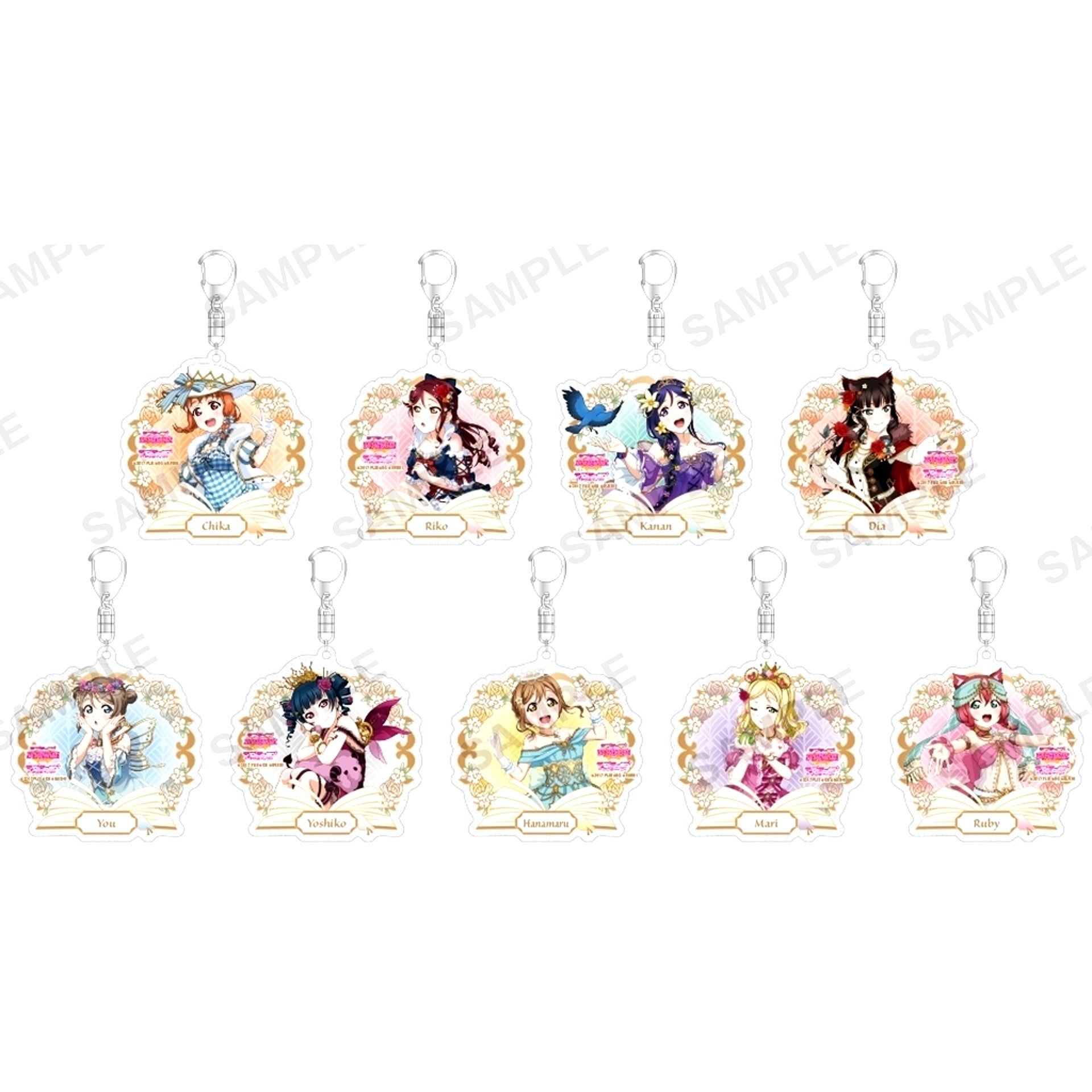Set of 9 Love Live! School Idol Festival Trading Kirarin Acrylic Keychain Aqours Fairy Tale Ver. [USED]