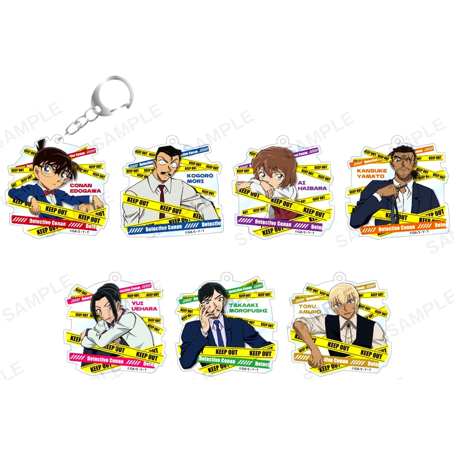 Set of 7 Detective Conan Trading Acrylic Keychain Long Chair Ver. [USED]