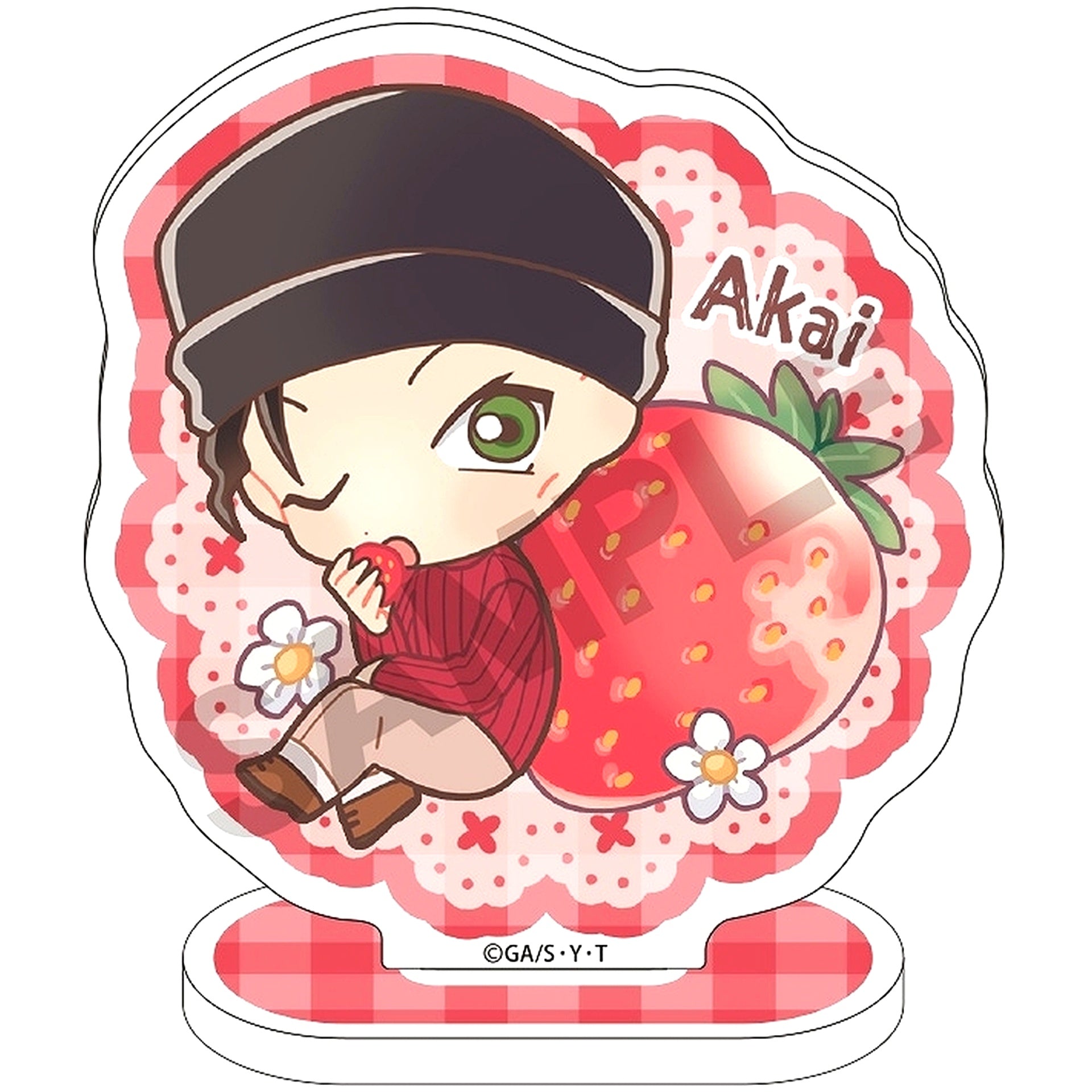 Shuichi Akai Detective Conan Chara Peco Strawberry Picking Acrylic Stand [USED]
