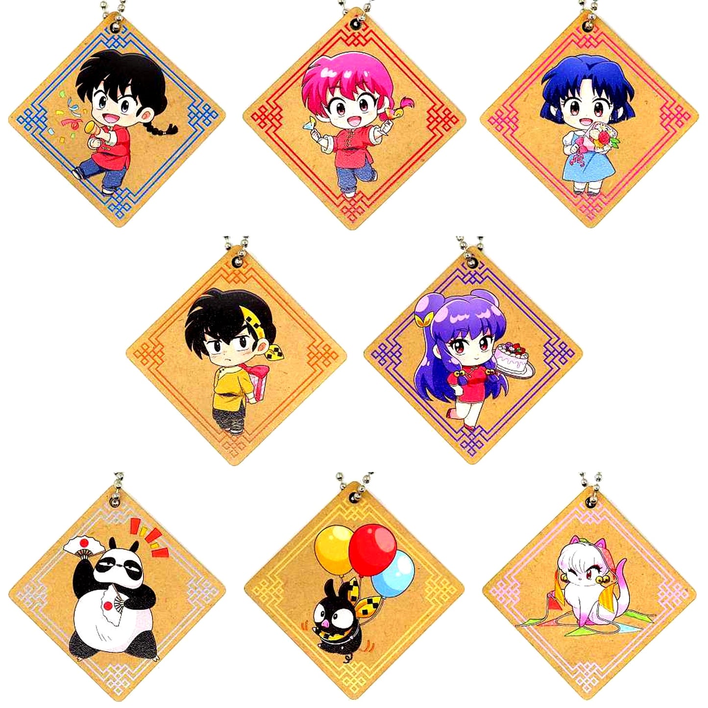 Set of 8 Ranma 1/2 POP UP STORE Trading Wooden Keychain [USED]