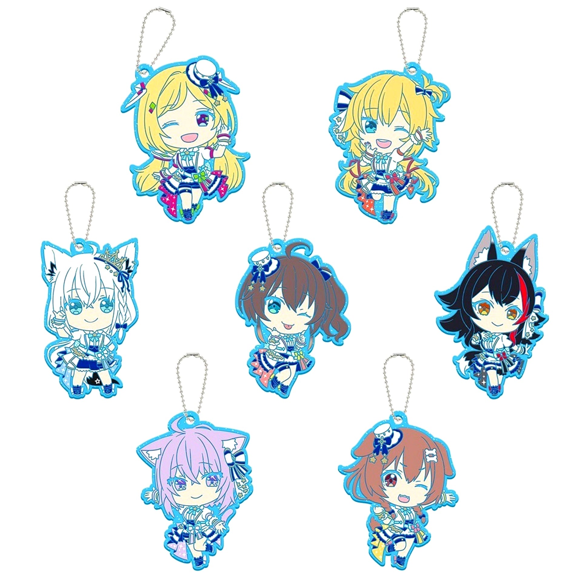 Set of 7 VTuber Hololive Capsule Rubber Mascot Bright Parade 3 [USED]
