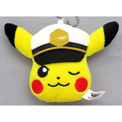 Pokemon Captain Pikachu Face Plush Toy with Ball Chain Captain Pikachu, Slowpoke, Mew, Pawmi Plush [USED]