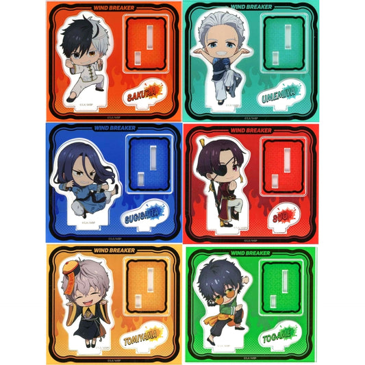 Set of 6 Moeyo Flame Kung Fu Hero Legend!! WIND BREAKER Kung Fu Fair in Hands Trading Mini Acrylic Stand Kung Fu Deformed [USED]