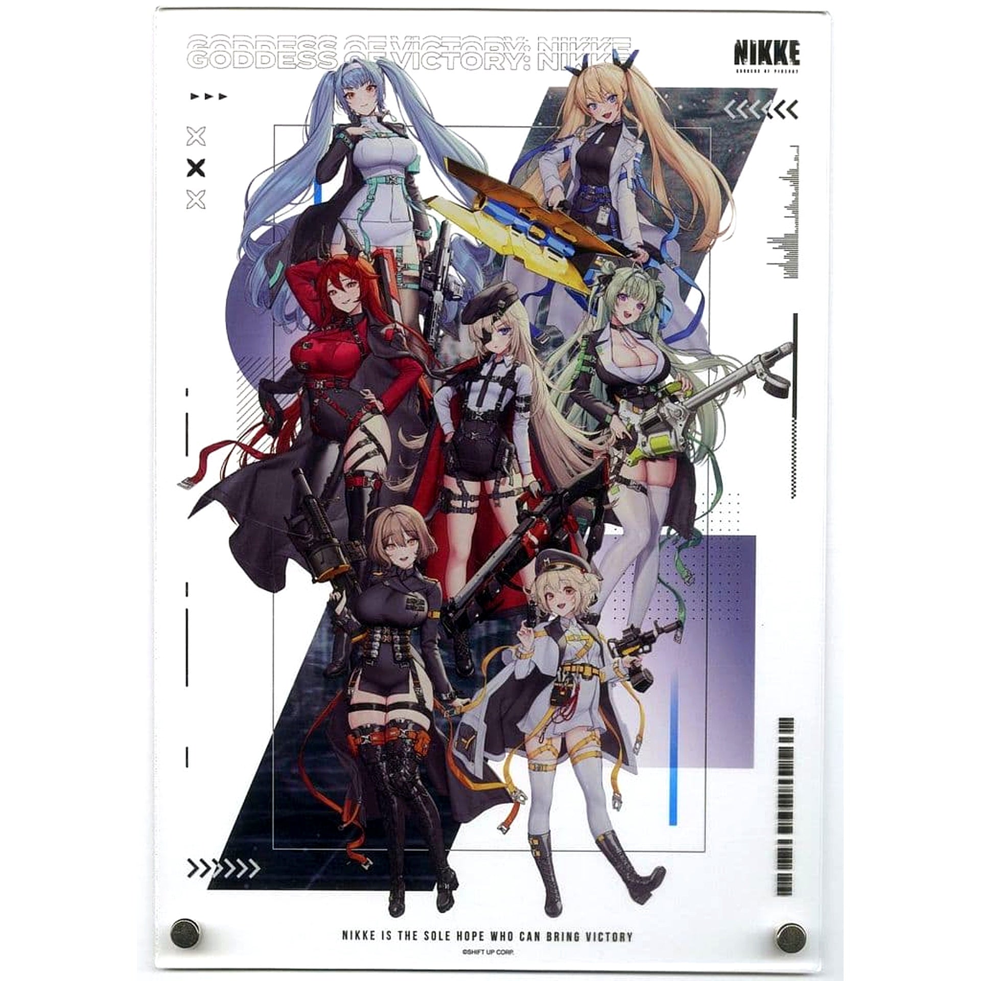 Group GODDESS OF VICTORY: NIKKE Illustration by LOVECACAO Tactical Fashion Ver. A4 Acrylic Panel POP UP SHOP in Marui [USED]