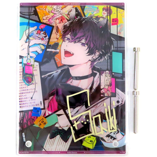 Saiki Ittetsu Virtual YouTuber Nijisanji A5 Acrylic Panel Replica Autograph Saiki Ittetsu Birthday 2024 Bundle Item [USED]