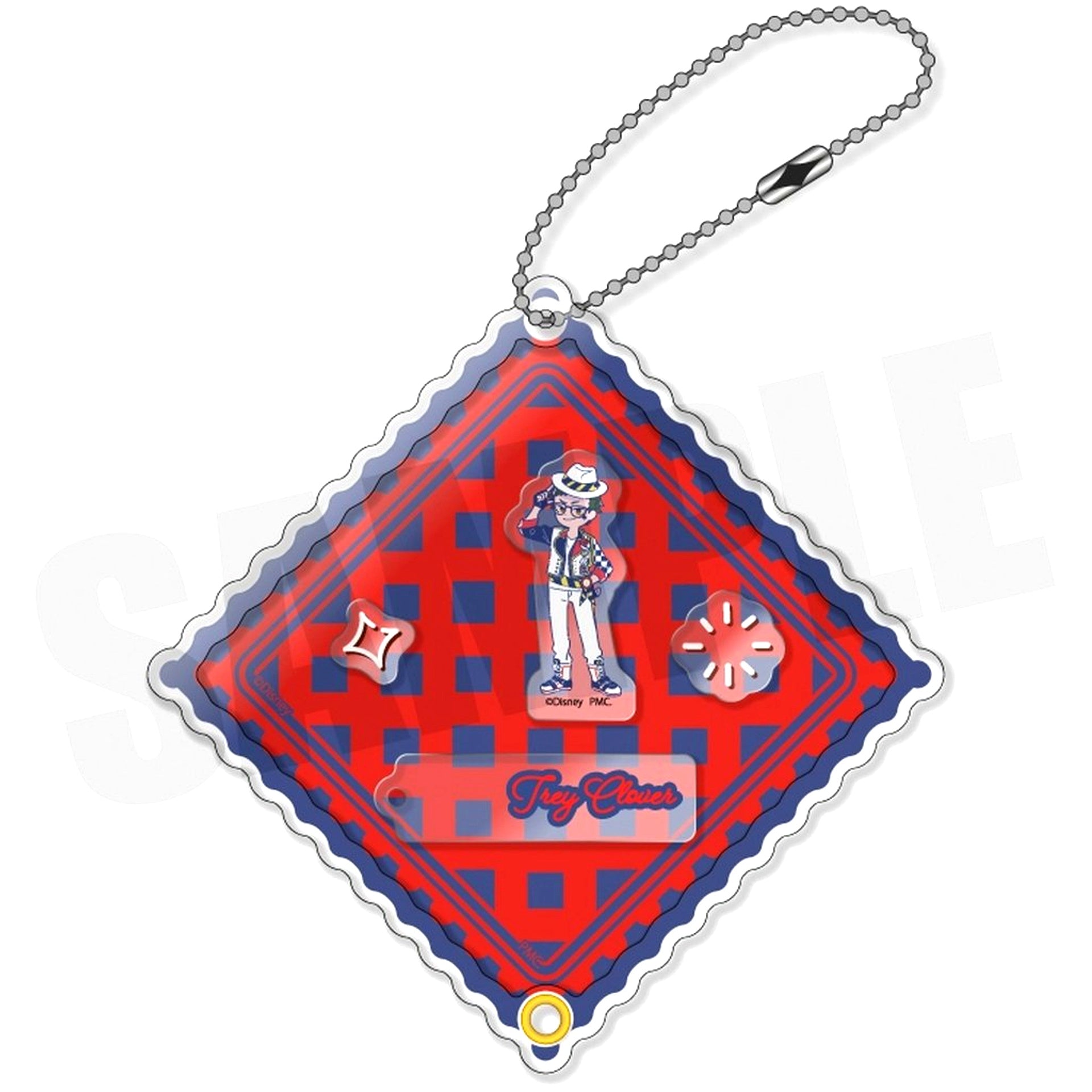 E. Trey Clover Disney Twisted-Wonderland RetoPop Shaka Shaka Acrylic Keychain Heartslabyul Dorm [USED]