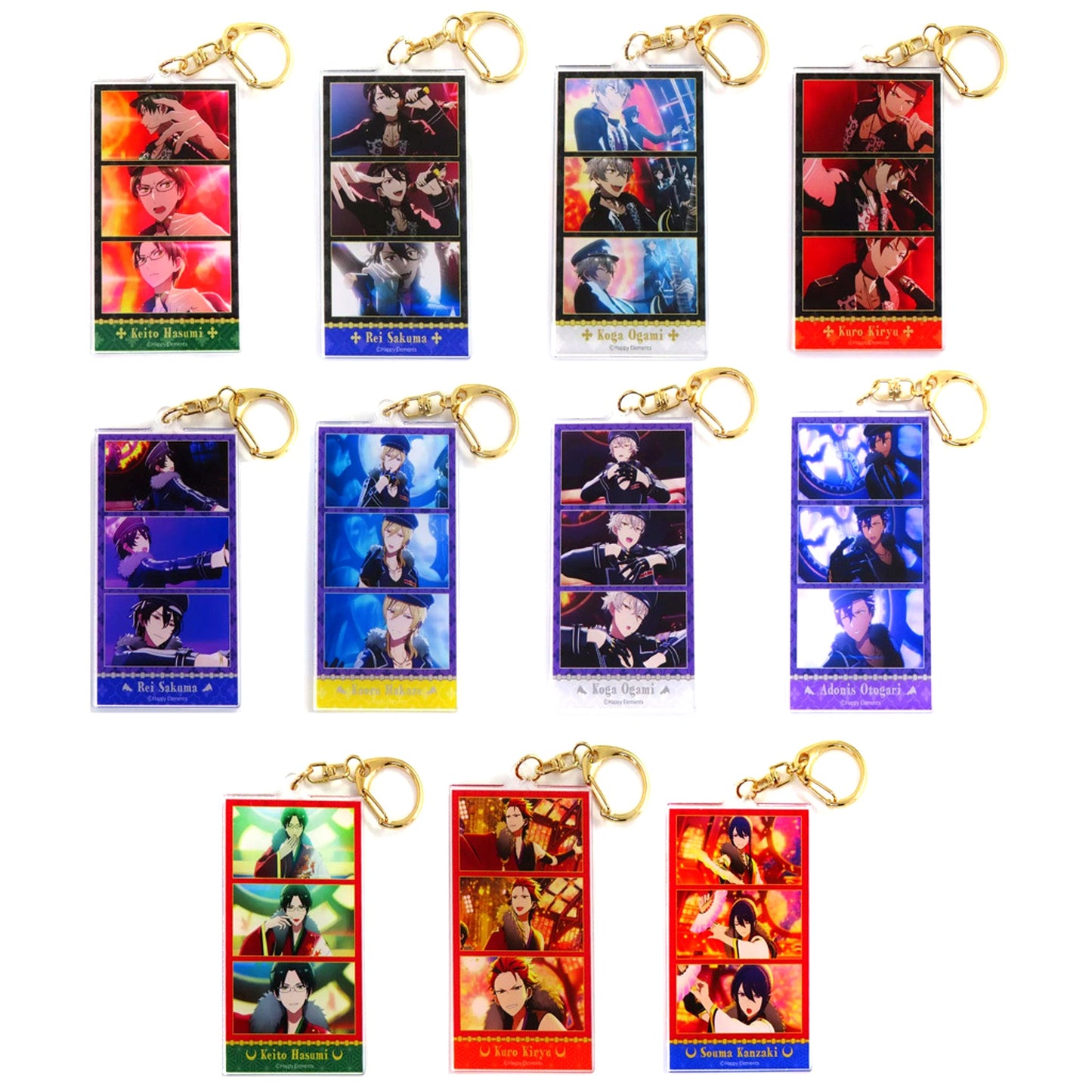 Set of 11 Ensemble Stars!! Trading Acrylic Keychain Reminiscence Selection POP-UP STORE Crossroad [USED]