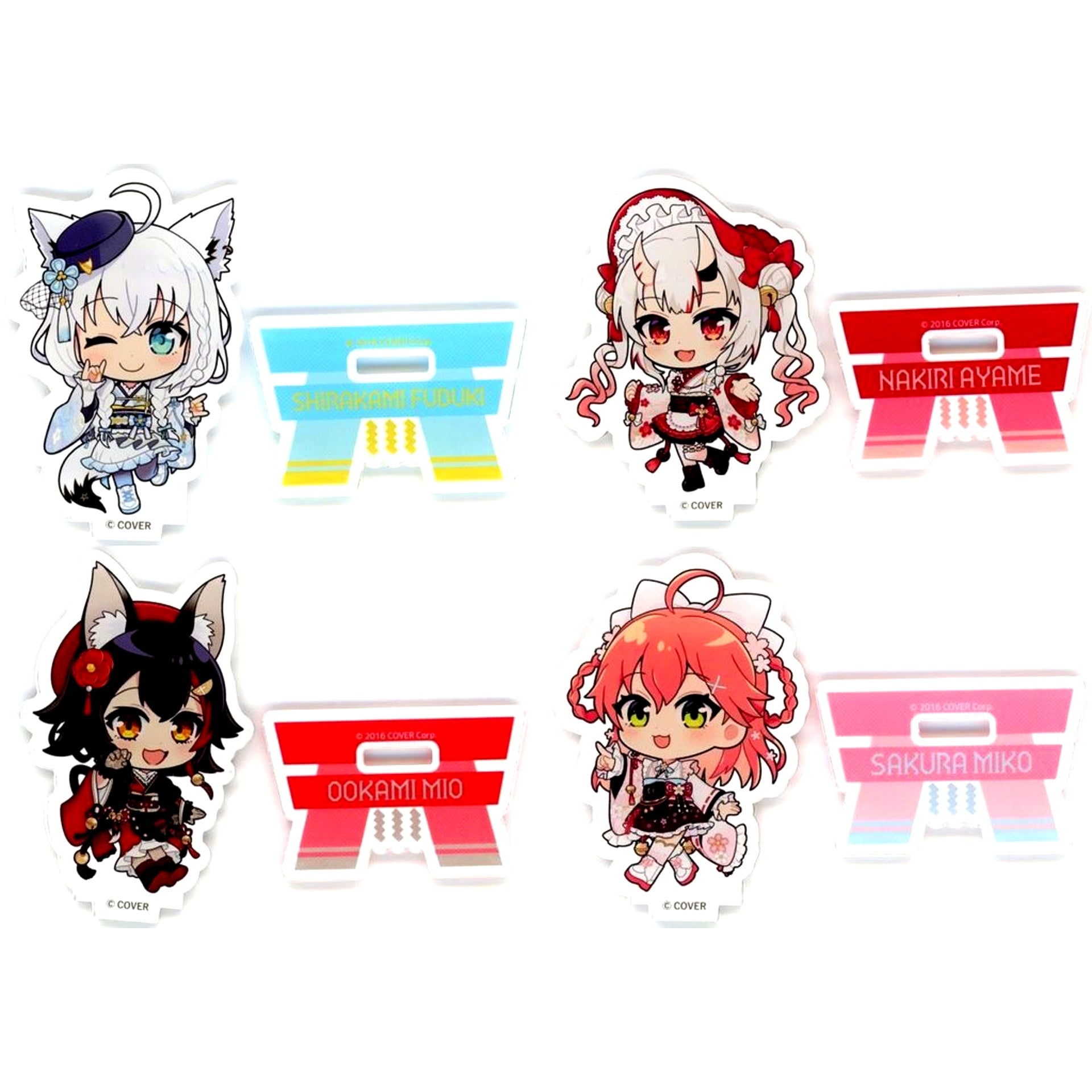 Set of 4 VTuber hololive Trading Acrylic Stand Mini Character Ver. HoloTuri Harukaze Hanamai POP-UP SHOP & CAFE in Tree Village [USED]