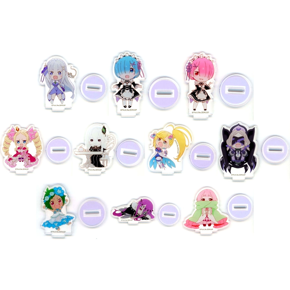 Set of 10 Re:ZERO -Starting Life in Another World- x DAISO Seria Can Do Acrylic Stand [USED]
