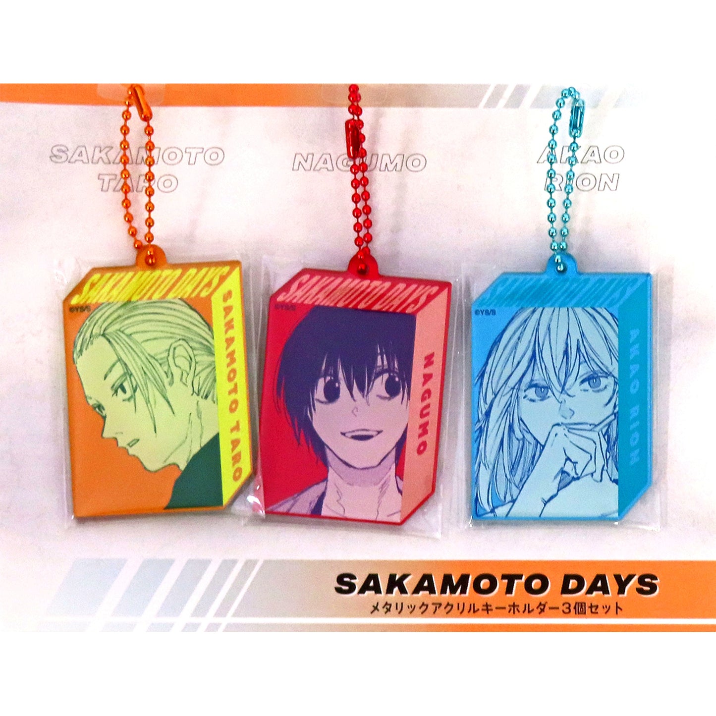 Set of 3 Taro Sakamoto Nagumo Rion Akao SAKAMOTO DAYS Metallic Acrylic Keychain [USED]
