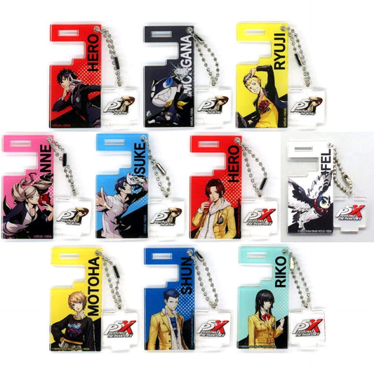 Persona 5 The Royal & The Phantom X Protagonist & Others All 10 Types Set Trading Smartphone Stand Keychain Animax Cafe+ Limited Keychains [USED]