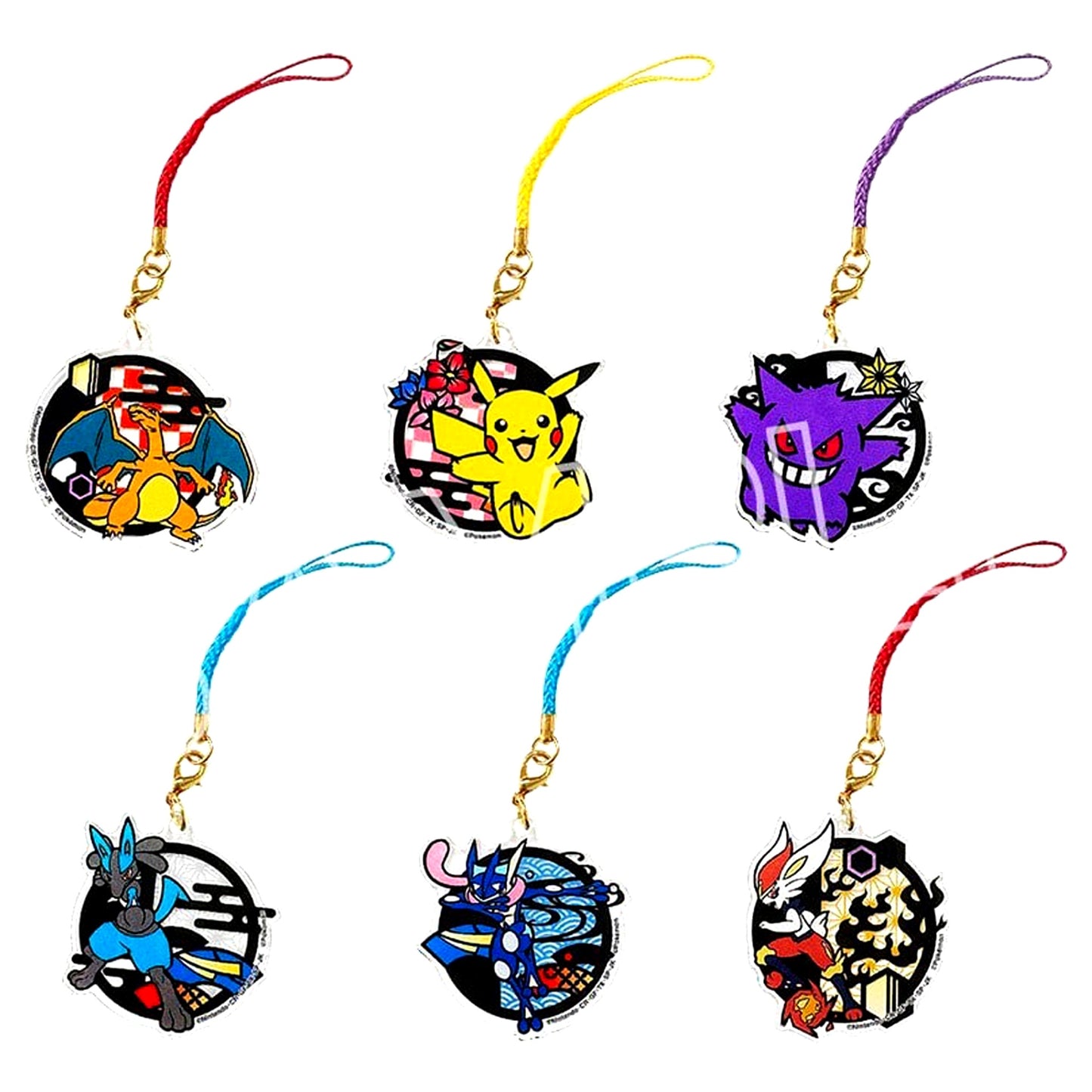 Set of 6 Pokemon Kirie Series Acrylic Netsuke B [USED]