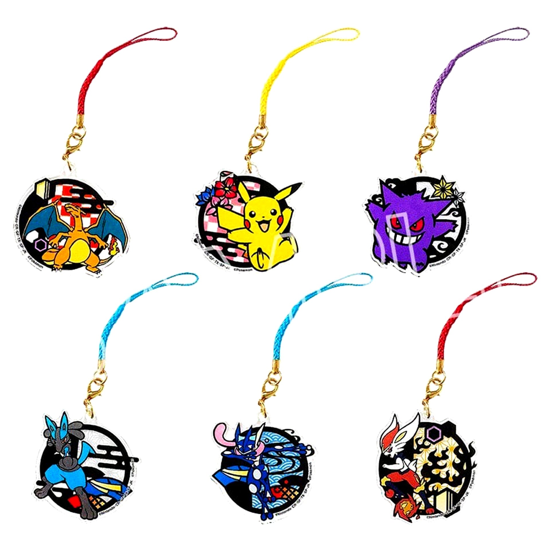 Set of 6 Pokemon Kirie Series Acrylic Netsuke B [USED]