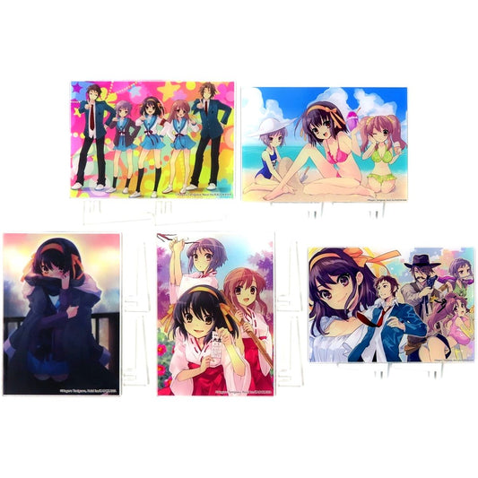 Set of 5 Acrylic Panel Kujibikido The Theater of Haruhi Suzumiya Online Kuji B Prize [USED]