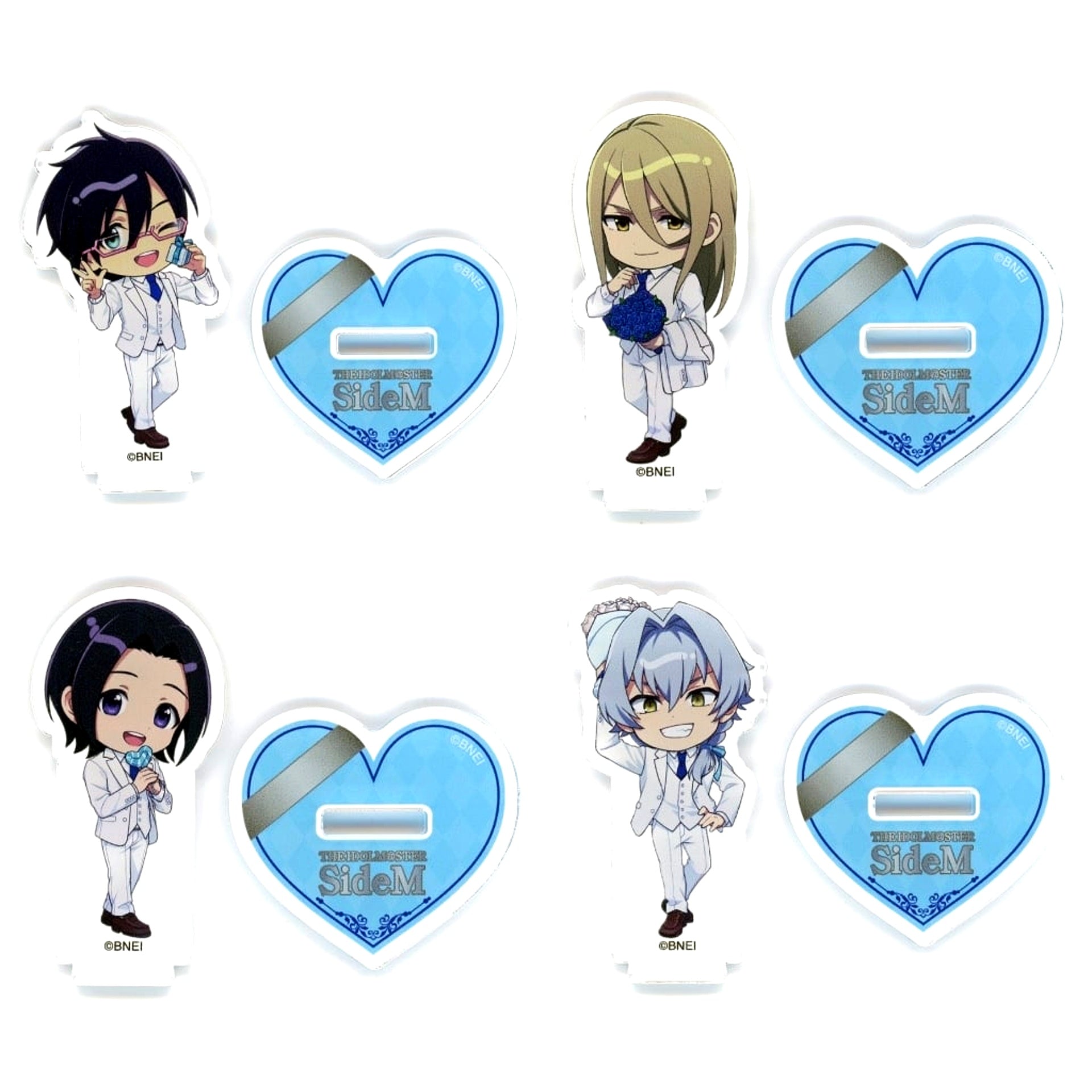 Set of 4 The Idolmaster SideM Kujibikido Happy White Day Online Kuji Chibi Chara Mini Acrylic Stand Prize C [USED]