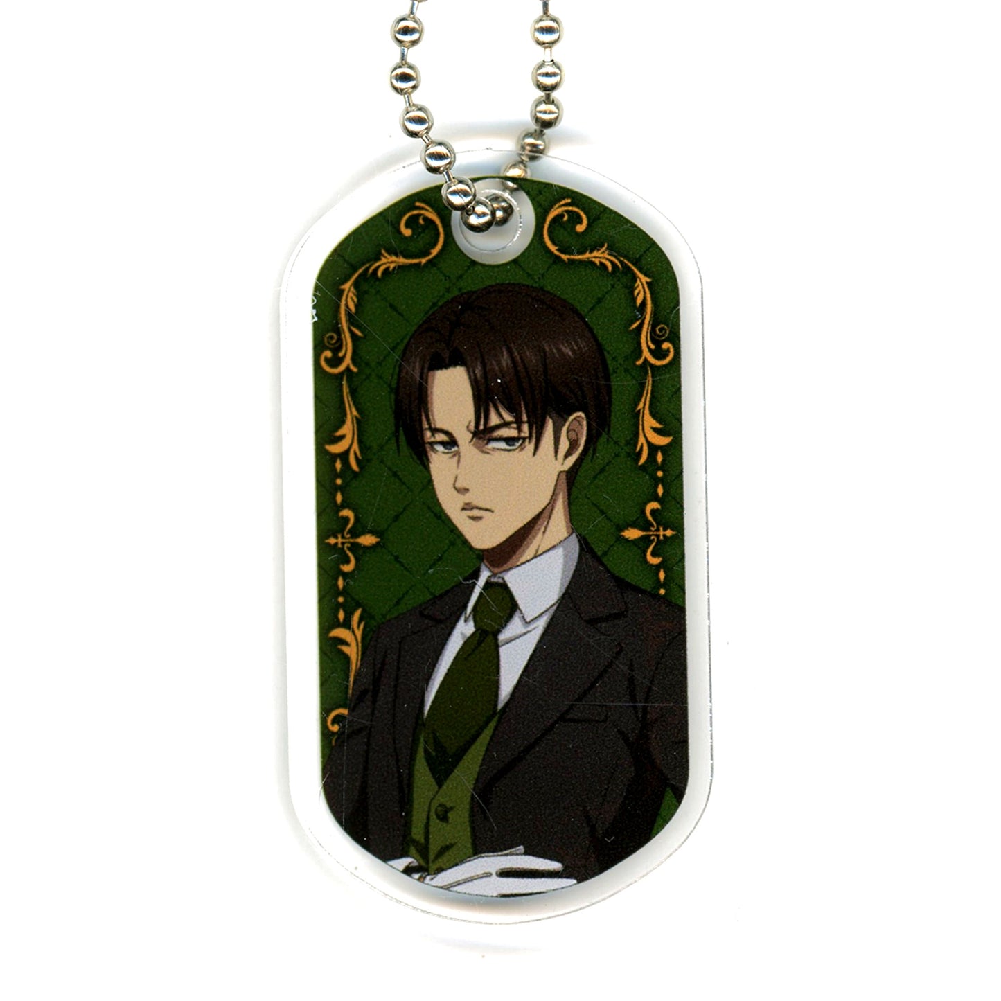 Levi Ackerman Vertical Name Attack on Titan Butler Outfit Drawn Illustration Acrylic Kuji Dog Tag Style Acrylic Keychain C-4 [USED]
