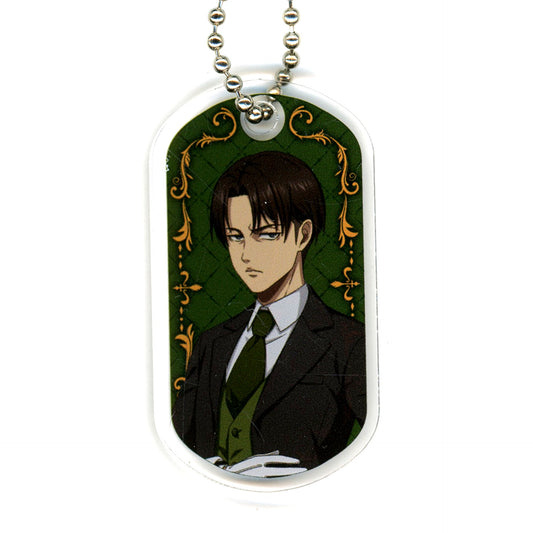 Levi Ackerman Vertical Name Attack on Titan Butler Outfit Drawn Illustration Acrylic Kuji Dog Tag Style Acrylic Keychain C-4 [USED]