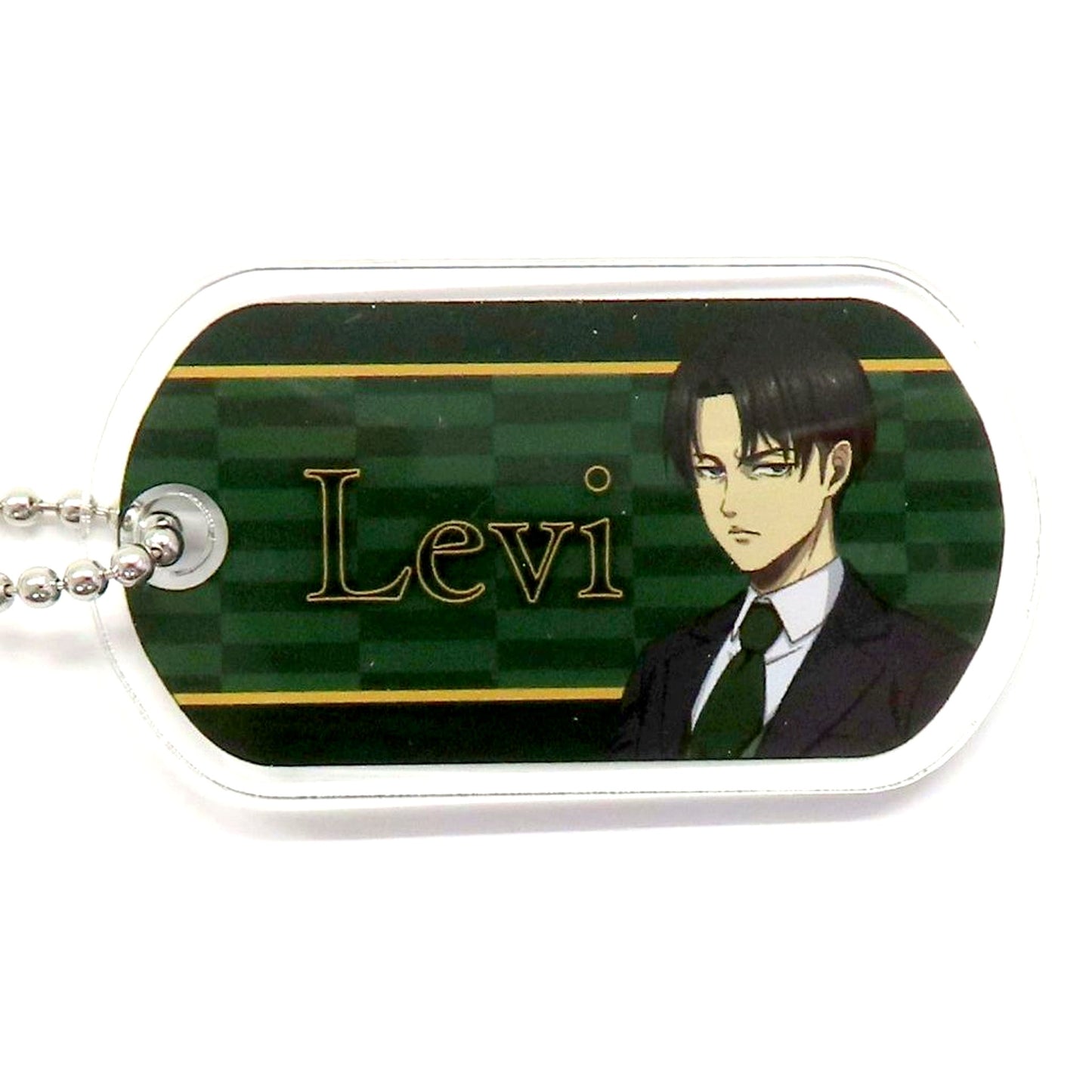 Levi Ackerman Attack on Titan Side Face Dog Tag Style Acrylic Keychain Butler Outfit Drawn Kuji C-8 [USED]
