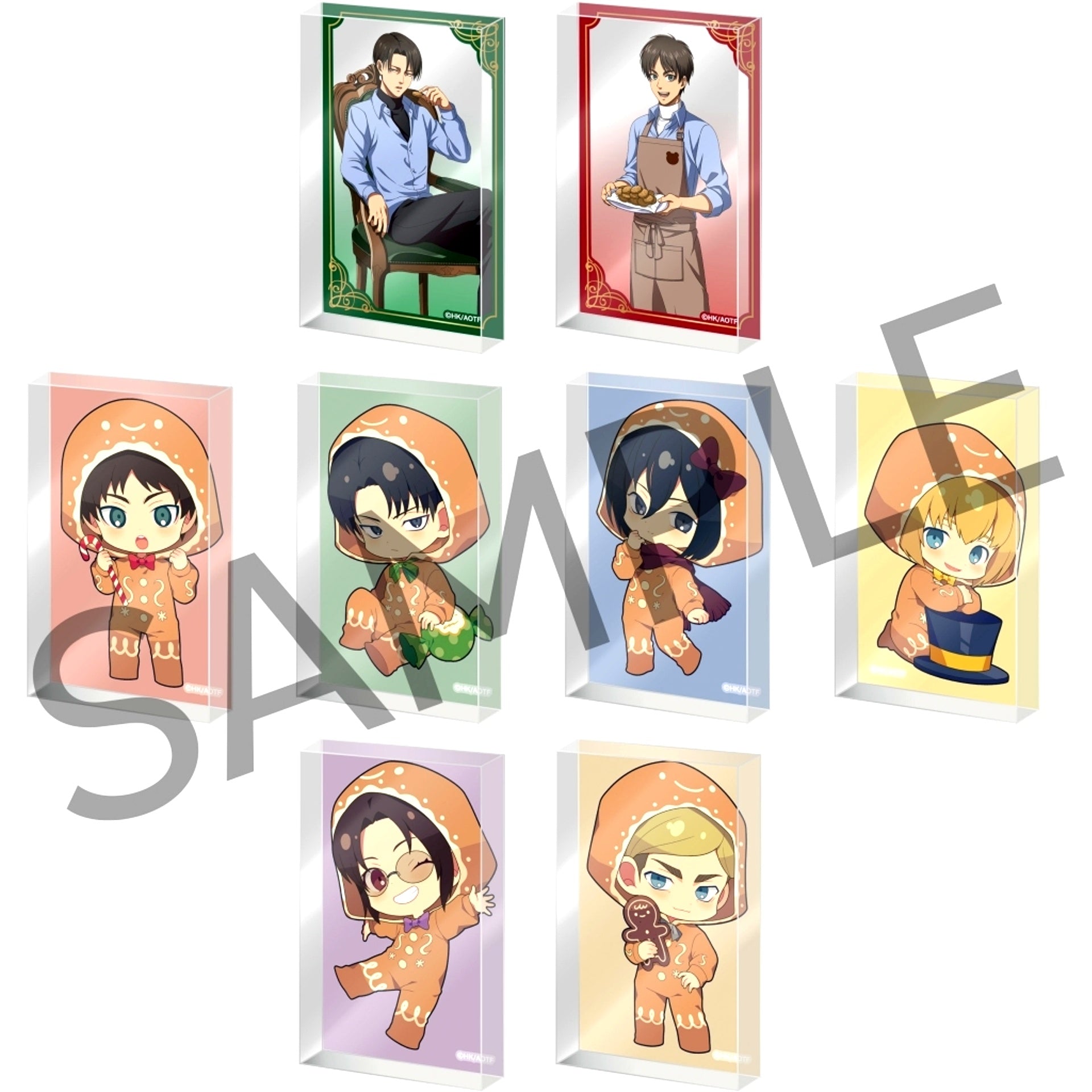 Set of 8 Attack on Titan 3 o'clock Trading Recycled Acrylic Block [USED]