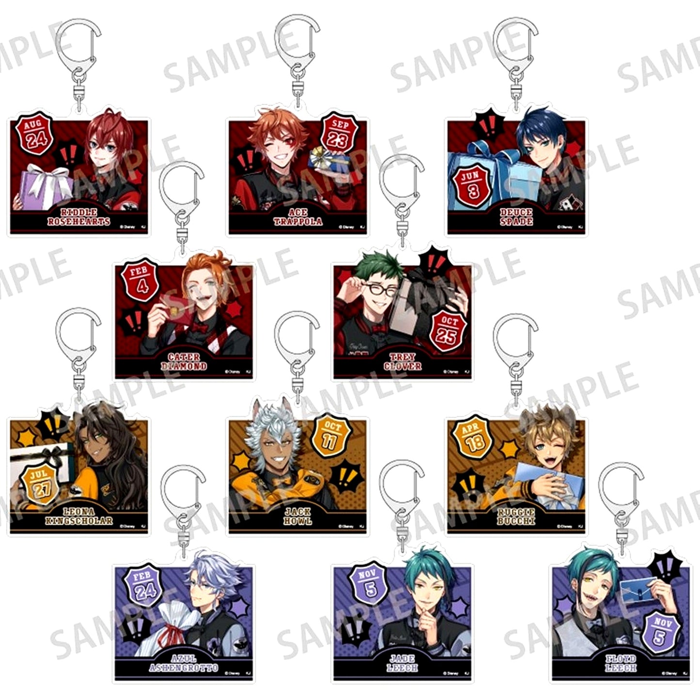 Set of 11 Disney Twisted-Wonderland Union Birthday Ver. Trading Acrylic Keychain Vol.1 [USED]