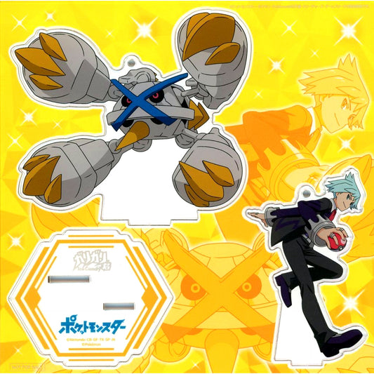 Steven & Mega Metagross Shiny Pokemon Gari Gari Kun Campaign Prize D Acrylic Stand [USED]