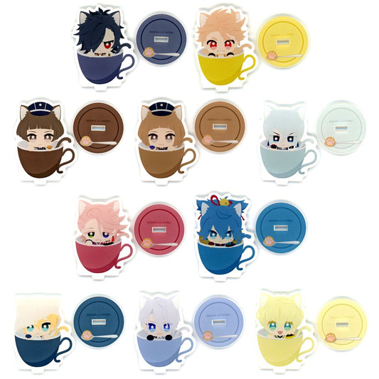 Set of 10 Touken Ranbu ONLINE Touneko Danshi Acrylic Stand Collabo Cafe Honpo 3rd Wave [USED]