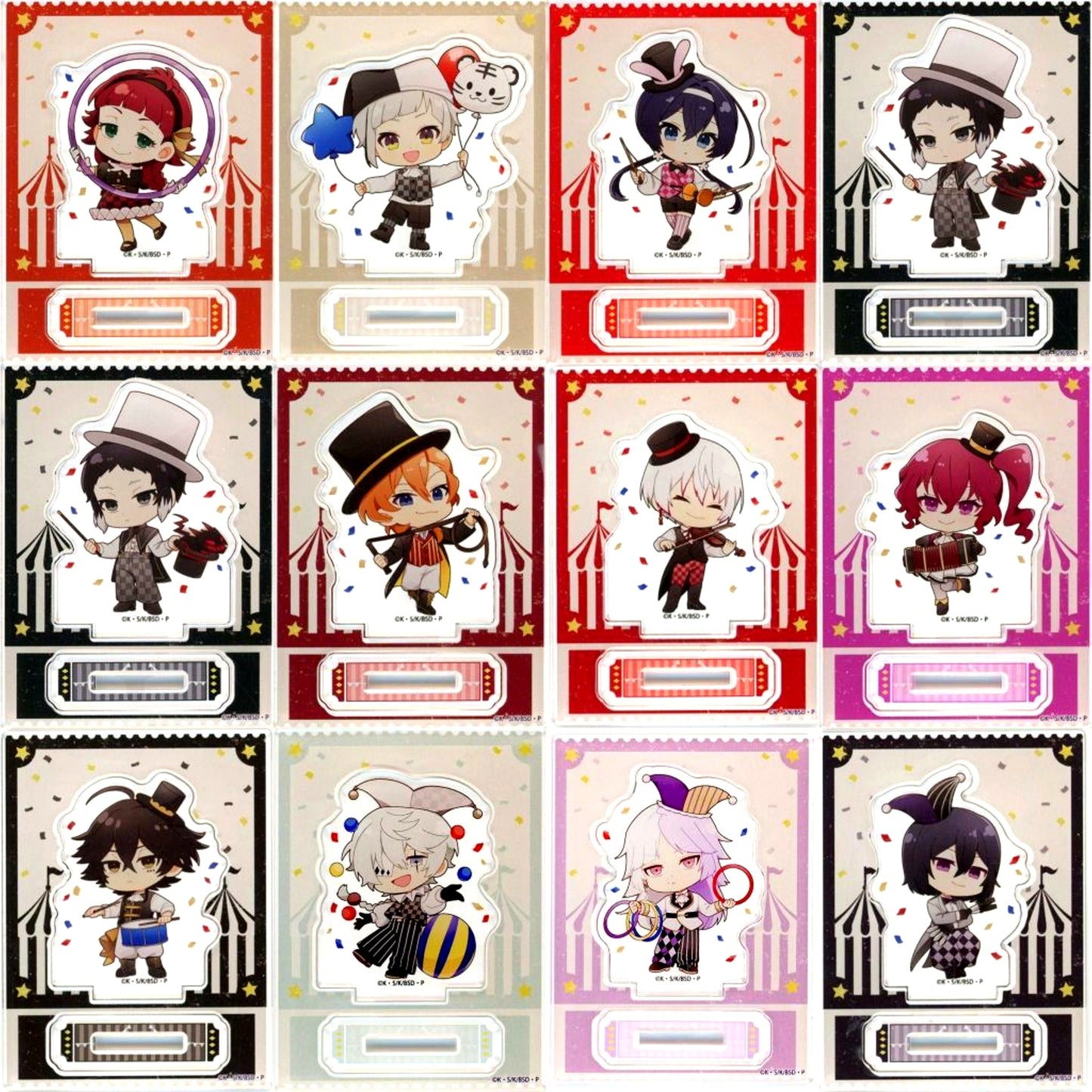 Set of 12 Bungo Stray Dogs Exhibition Stray Dogs Circus Trading Acrylic Stand [USED]