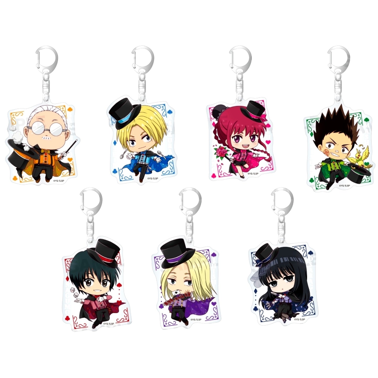 Set of 7 SAKAMOTO DAYS Trading Acrylic Keychain Chara Hoppin! Magician ver. [USED]