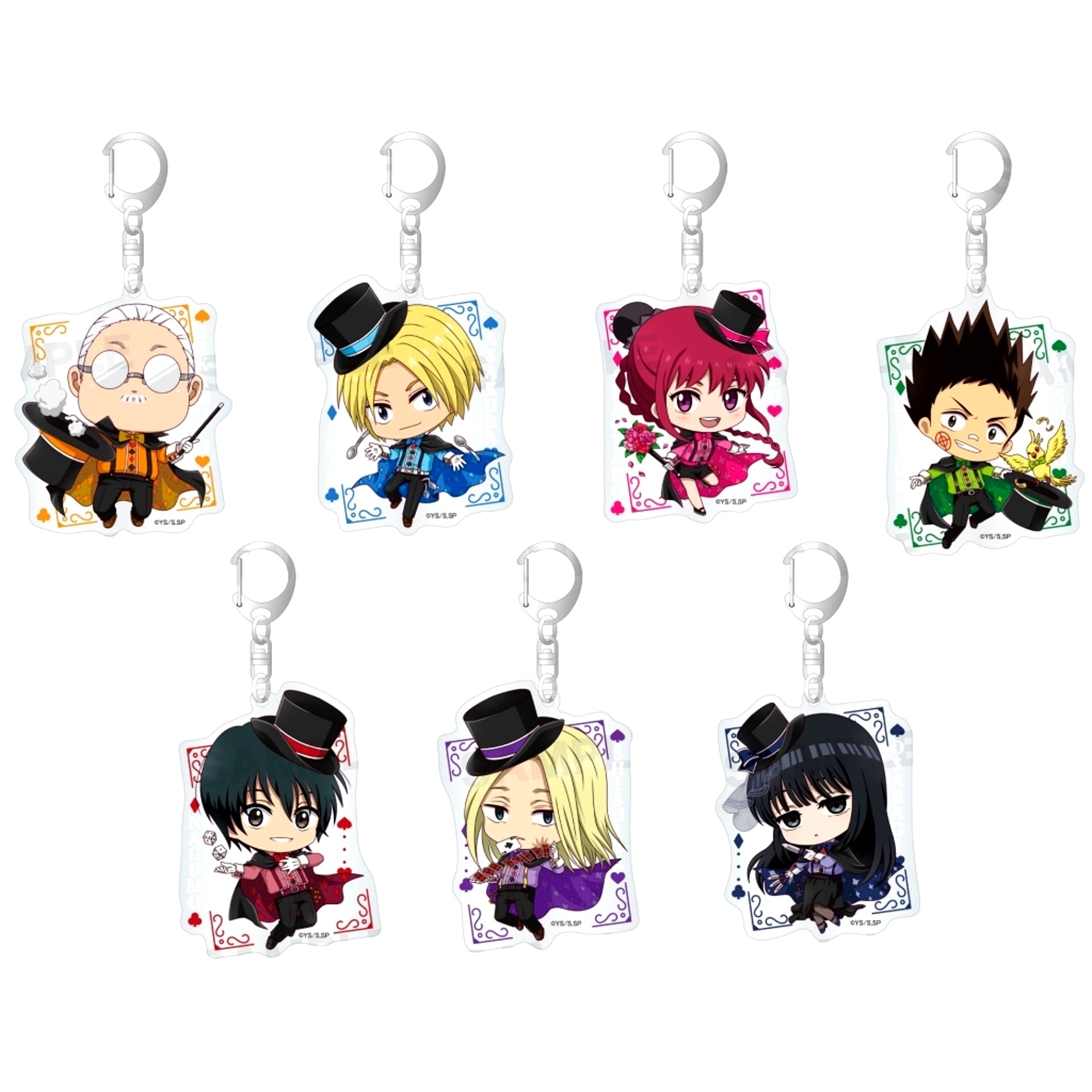 Set of 7 SAKAMOTO DAYS Trading Acrylic Keychain Chara Hoppin! Magician ver. [USED]
