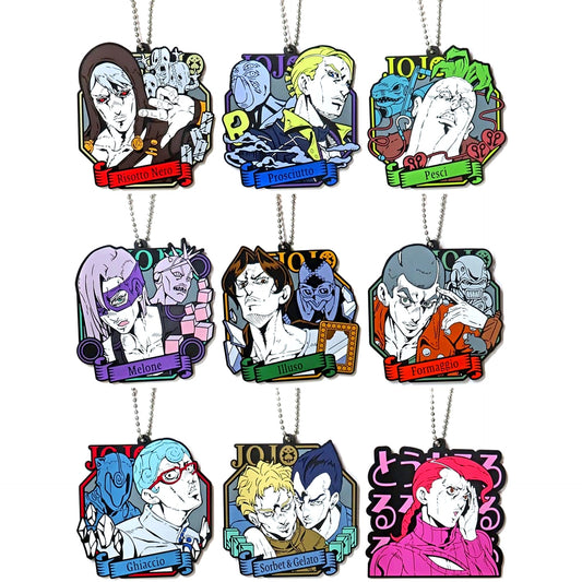 Risotto Nero & Others JoJo's Bizarre Adventure All 9 Types Set Ichiban Kuji Golden Wind Hitman Team Rubber Charm Prize K [USED]
