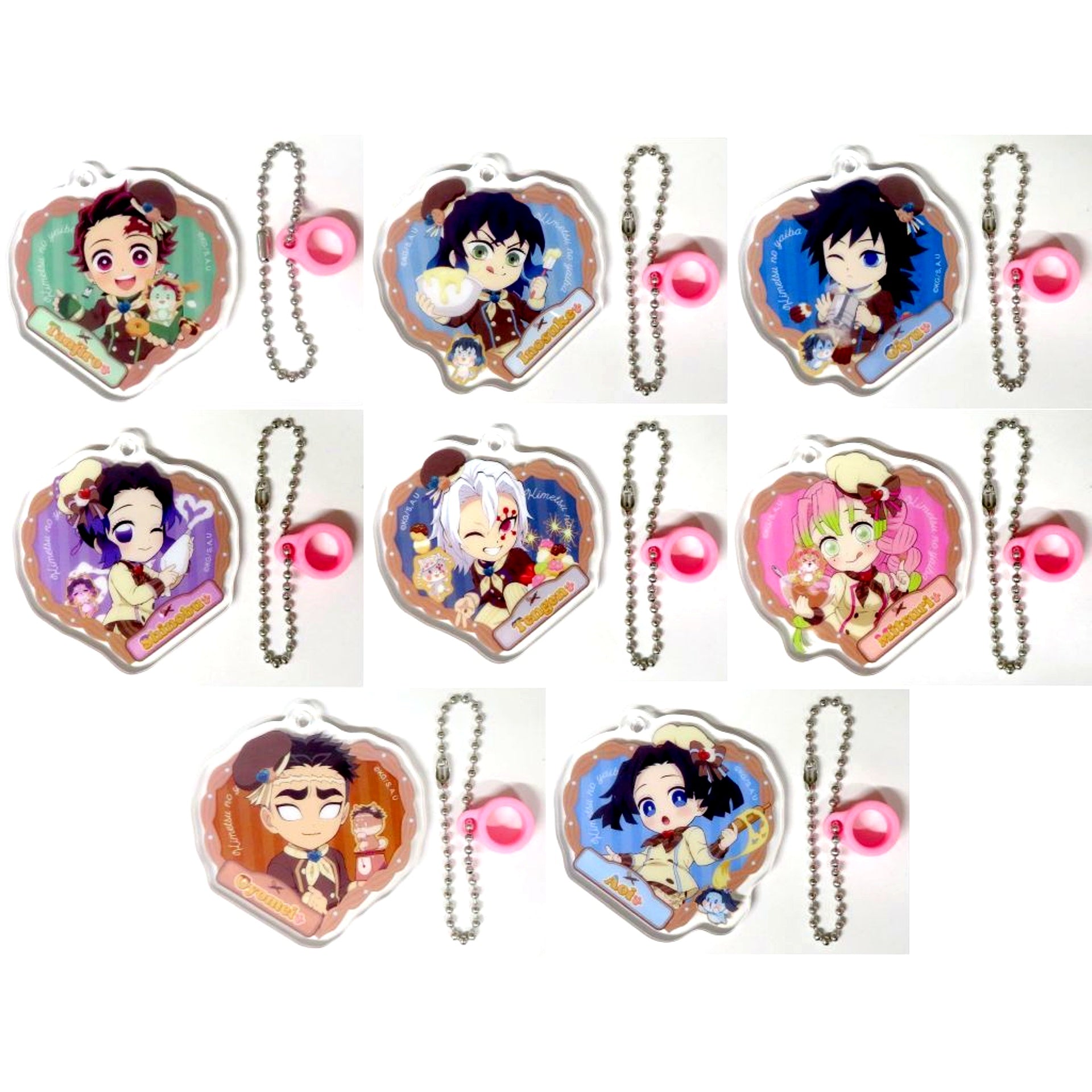 Set of 8 Demon Slayer: Kimetsu no Yaiba x ufotable Cafe Valentine & White Day Event 2025 1st Term Random Straw Charm [USED]