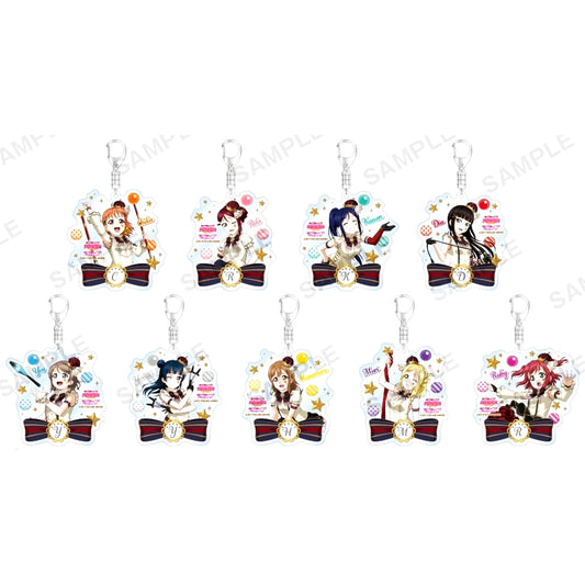 Set of 9 Love Live! School Idol Festival Trading Acrylic Keychain Aqours Circus Ver. [USED]