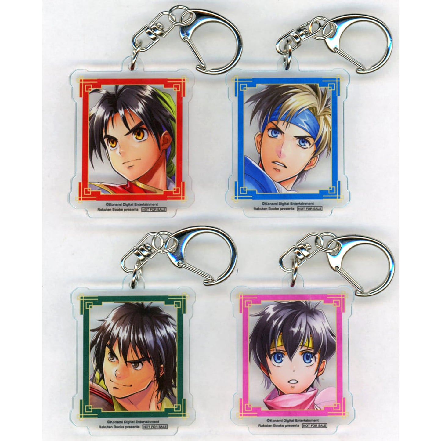 Suikoden I and II HD Remaster Gate Rune War and Dunan Unification War Set of 4 Acrylic Keychain Rakuten Books Exclusive Bonus for Purchasing PS5/Switch Game Keychains [USED]