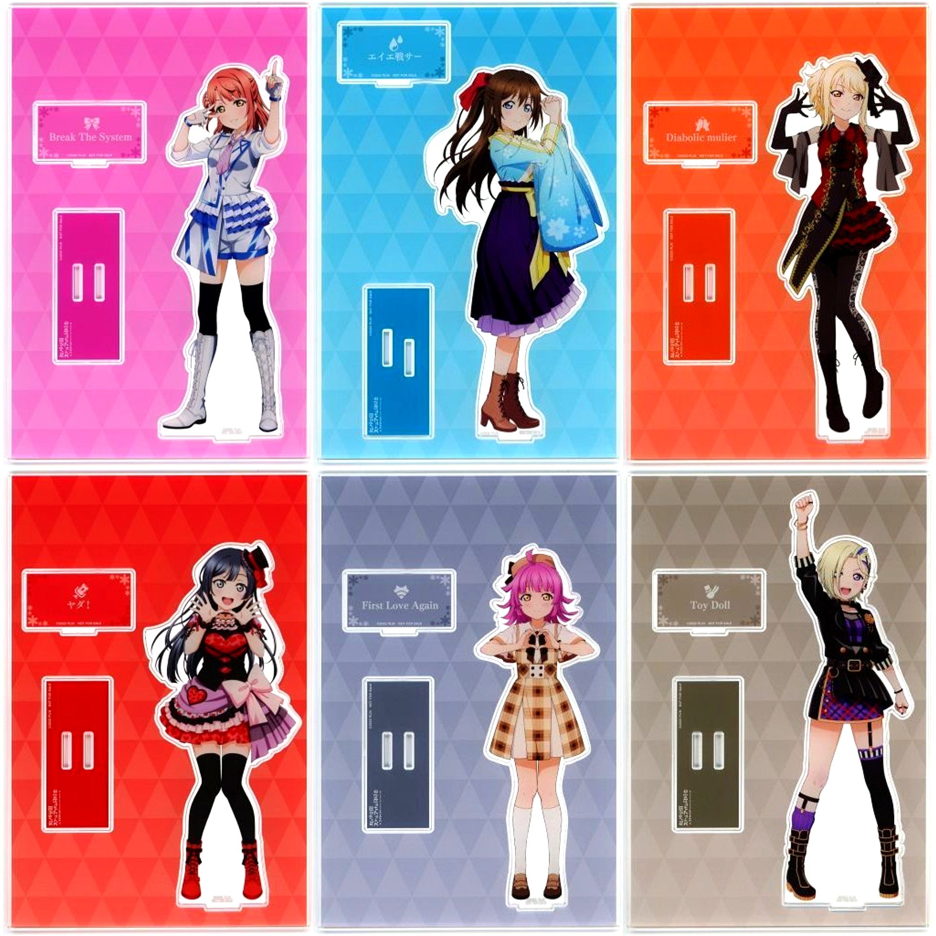 Set of 6 Extra Large Acrylic Stand with Parts Last Prize Love Live! Nijigasaki High School Idol Club Illustration 4th Live Solo Outfit Ver. Winning Ichigeki Collection Mini Acrylic Stand Ver. A [USED]